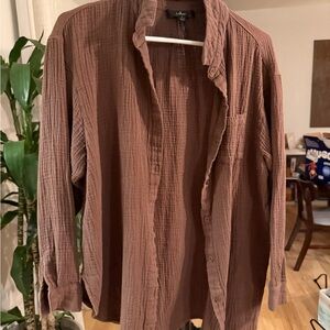 Lulu's Brown Textured Button-Up Shirt